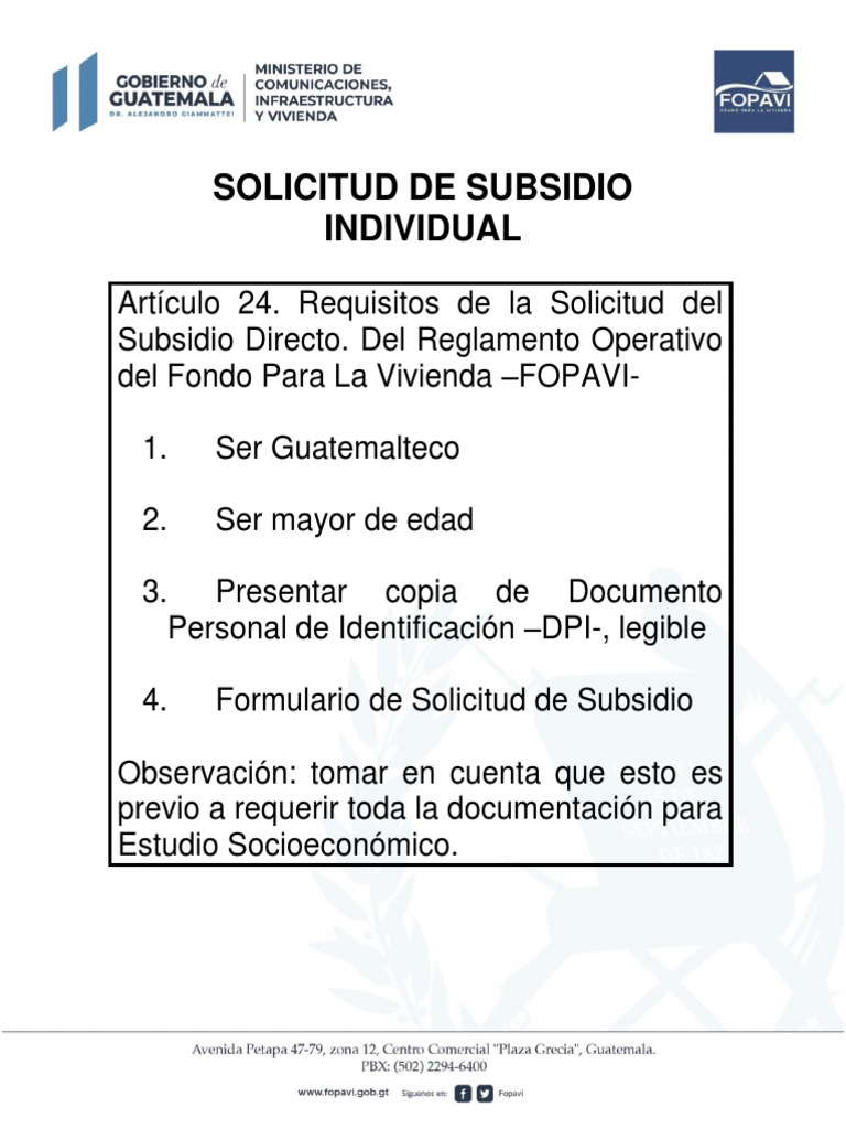 Requisitos para Subsidio INDIVIDUAL | PDF
