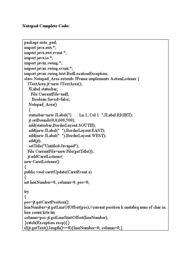 NotePad Code PDF System Software Graphical User Interfaces
