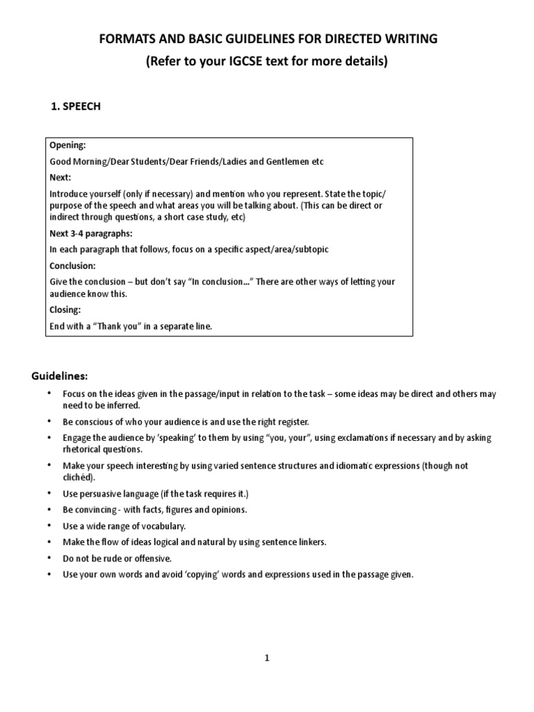 Igcse formats and basic guidelines for directed writing 2 pdf 