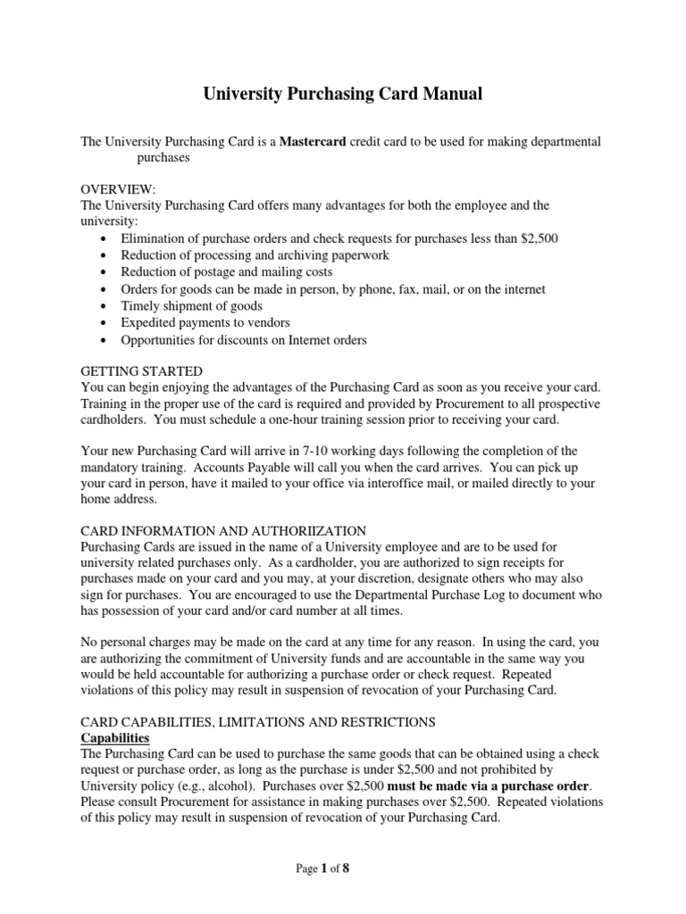 Pcard Manual v2 PDF Credit Card Tax Exemption