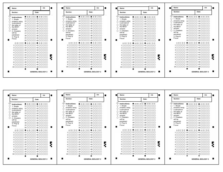 ZipGrade Answer Sheet Template | PDF | Writing Implements | Writing