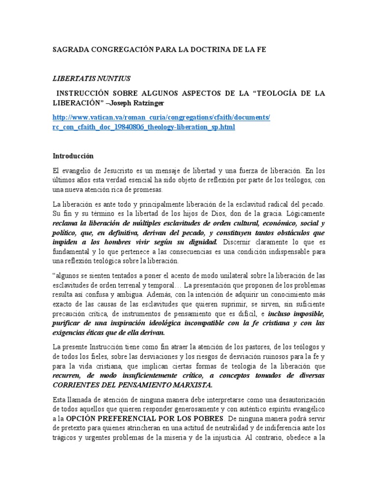 Libertatis Nuntius | PDF | Teología | Pobreza