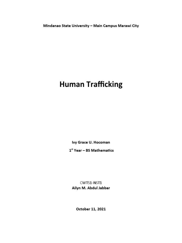 Human Trafficking Cwts1 Nstp1 1 Pdf Pdf Human Trafficking Sexual Slavery
