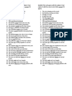 30 Item Test For Identifying If The Verb Agrees With The Subject