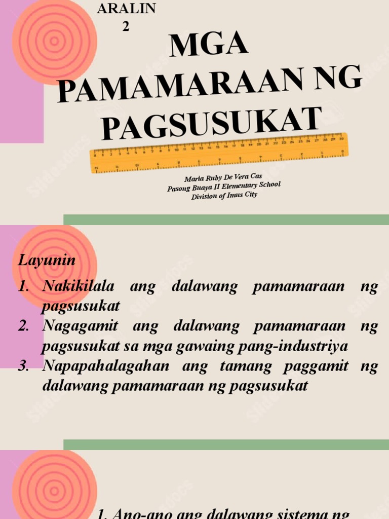 Epp 4 Industrial Arts-Aralin 2 - Mga Pamamaraan NG Pagsusukat | PDF