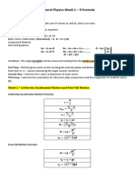 GENERAL PHYSICS SUMMARY OF FORMULAS