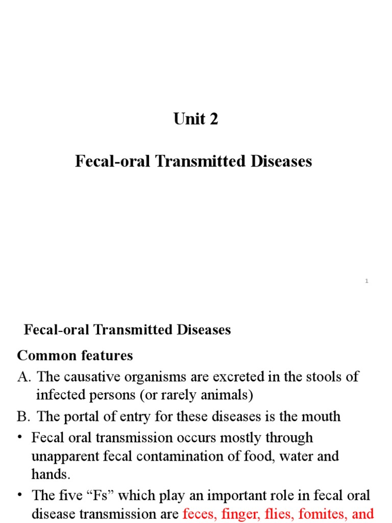 Unit 2 Fecal Oral Transmitted Diseases PDF Infection Diarrhea