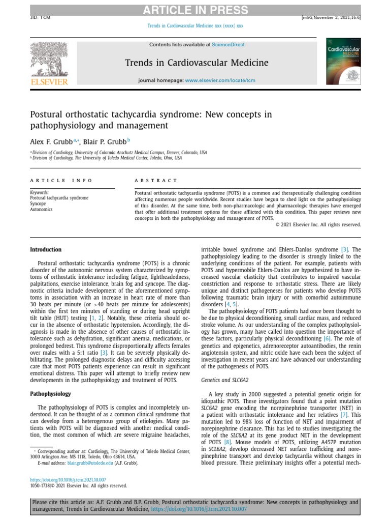 POTS Current Concepts Trends in CVM PDF Autoimmune Disease Causes