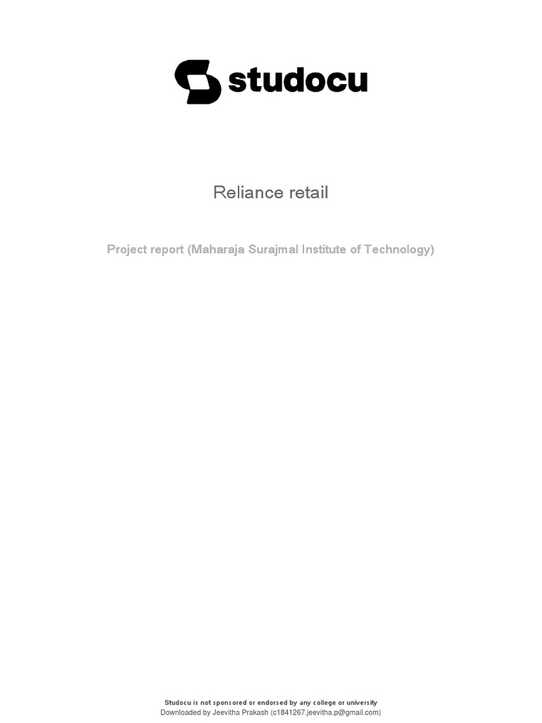 Reliance Retail PDF Retail Franchising
