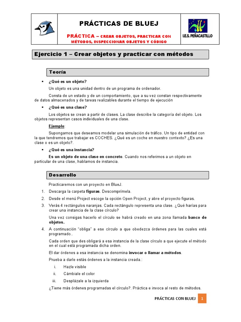 Prácticas de Programación en BlueJ | PDF | Objeto (informática ...