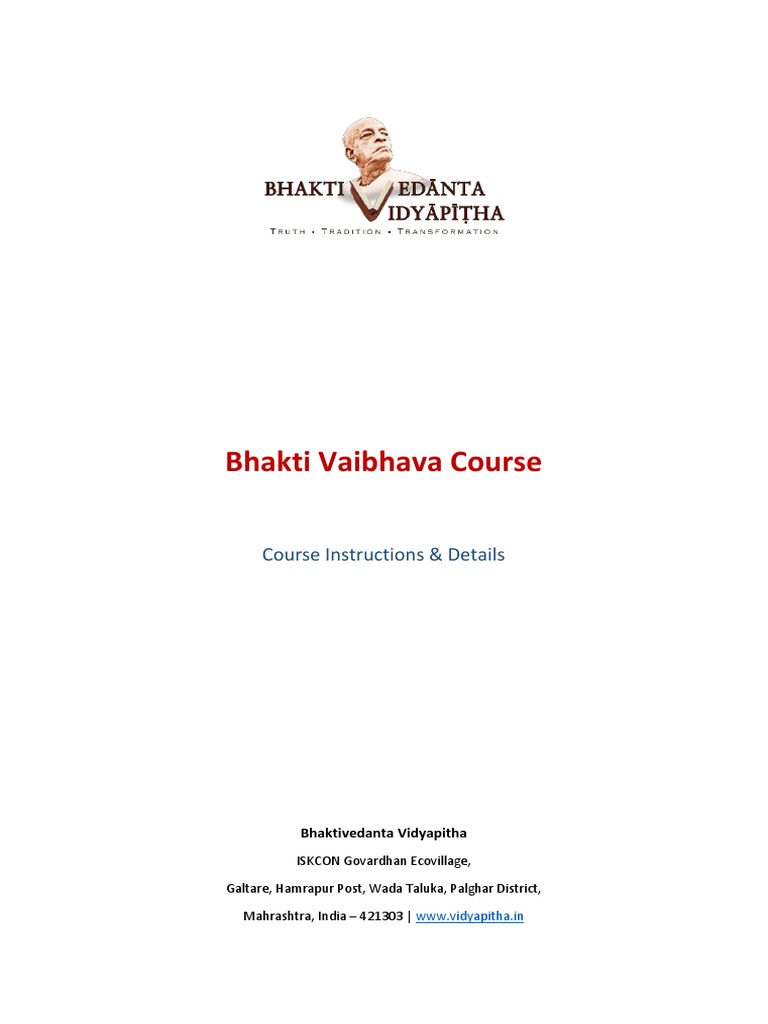 Bhakti Vaibhava Course 1 PDF Bhagavata Purana Krishna