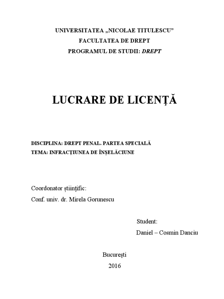 Licenta Inselaciunea Danciu Daniel | PDF