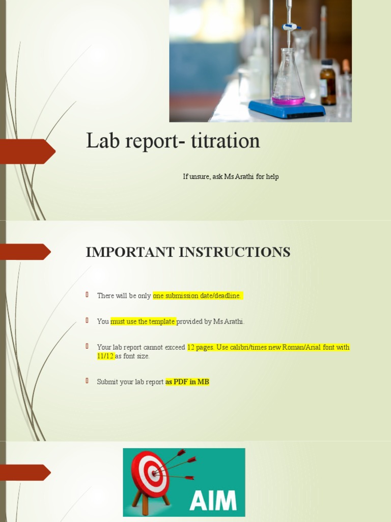 Lab Report PPT 2 PDF Laboratories Titration