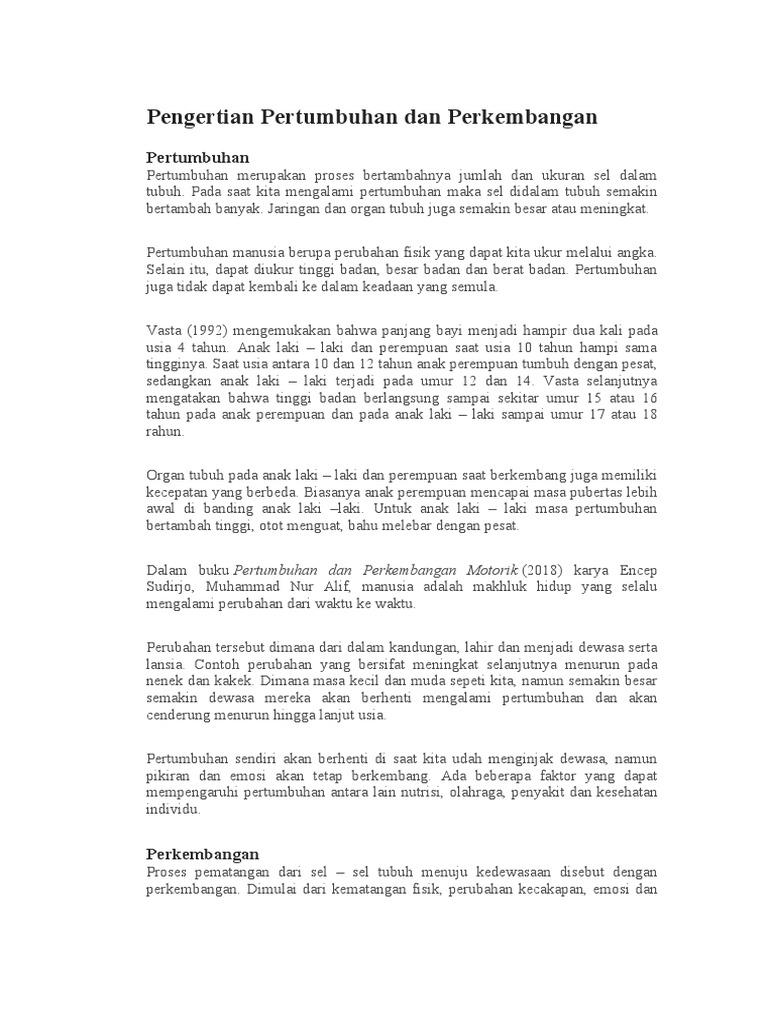 Pengertian pertumbuhan dan perkembangan pdf