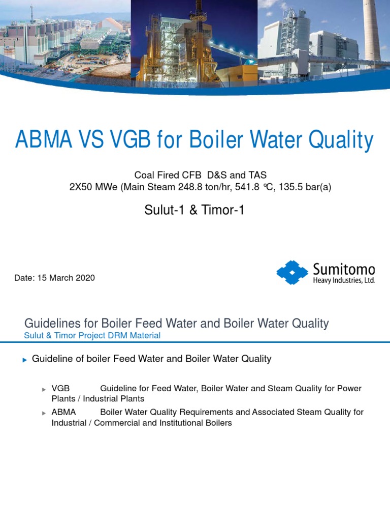 (Sumitomo) Abma Vs VGB For Boiler Water Quality PDF Water Iron