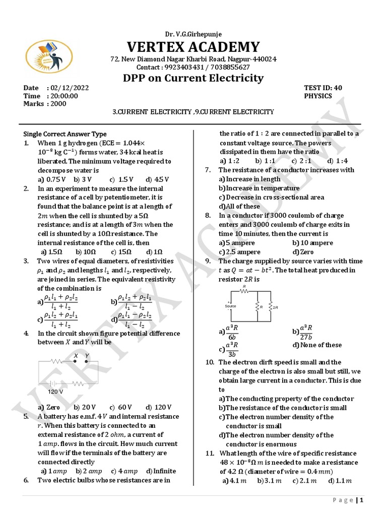 Test id 40 physics download free pdf electrical resistivity and