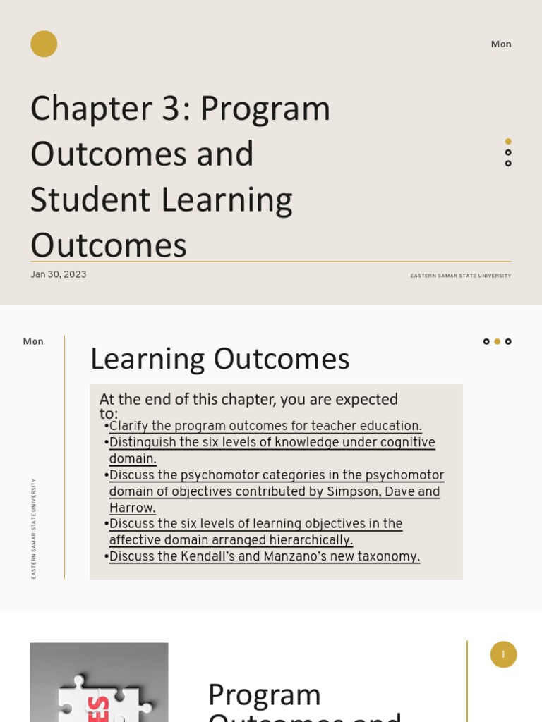Chapter 3: Learning Outcomes Overview | PDF | Learning | Knowledge