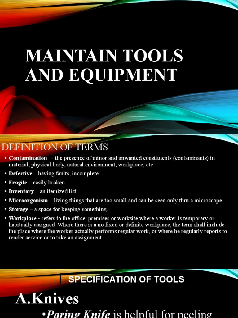 Maintain Tools and Equipment PDF Knife Kitchen
