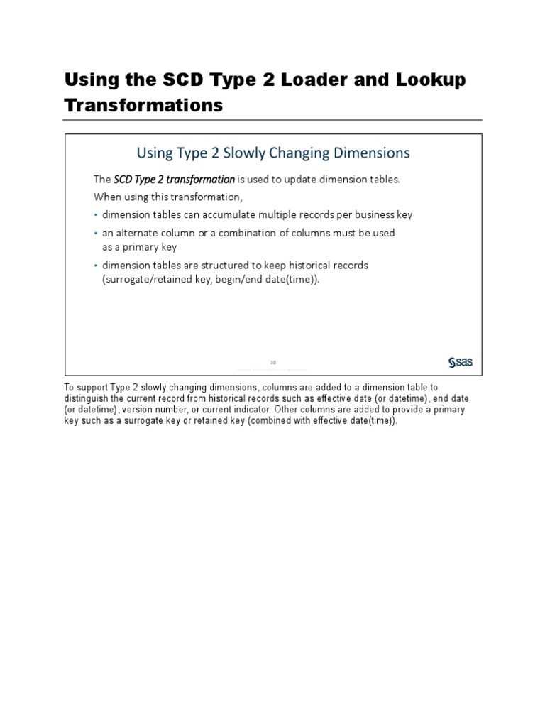 Using The SCD Type 2 Loader and Lookup Transformations | PDF | Data ...