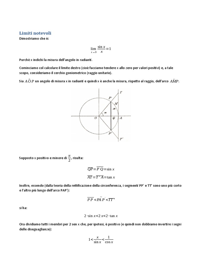 Limiti Notevoli | PDF
