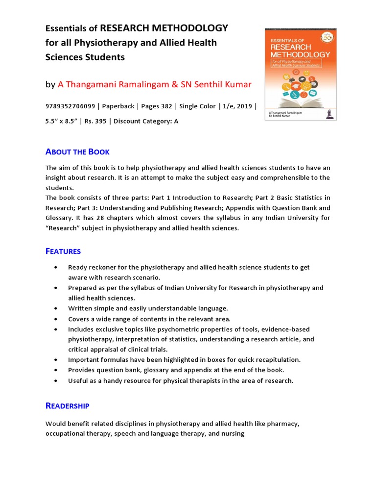 Research Methodology for Physiotherapy Students | PDF | Wellness ...