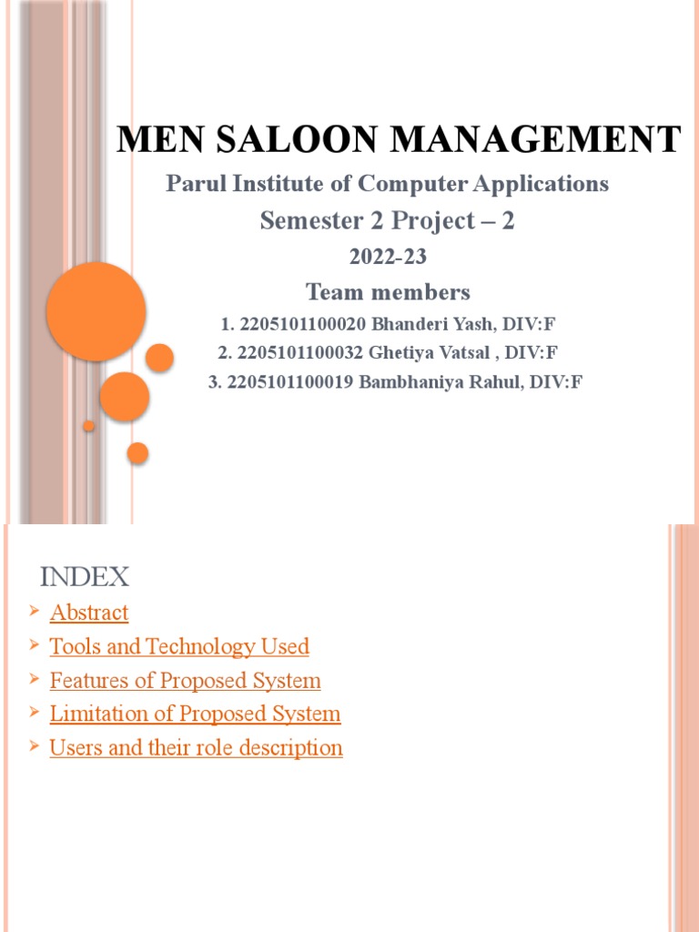 Online Saloon Management System Overview | PDF