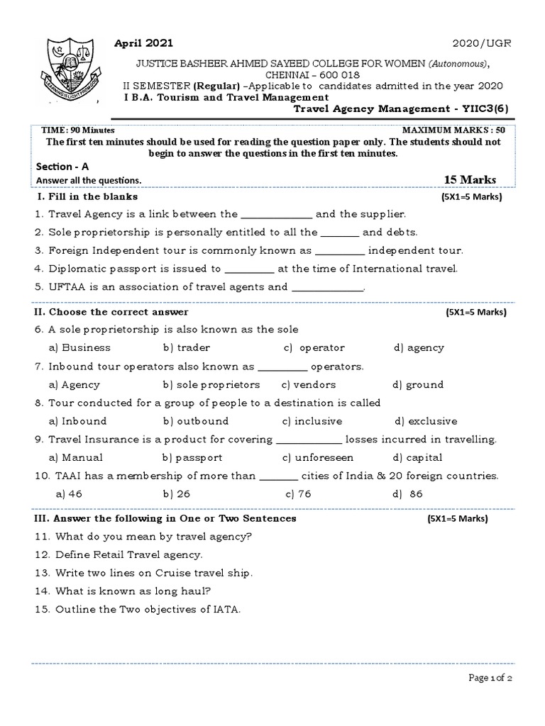 YIIC3 PDF Sole Proprietorship Travel Agency