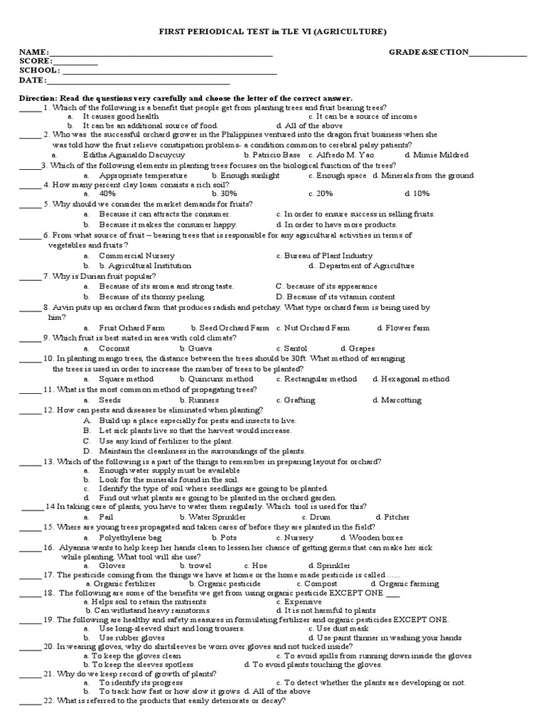 tle6-agri-periodical-test-pdf-trees-orchard