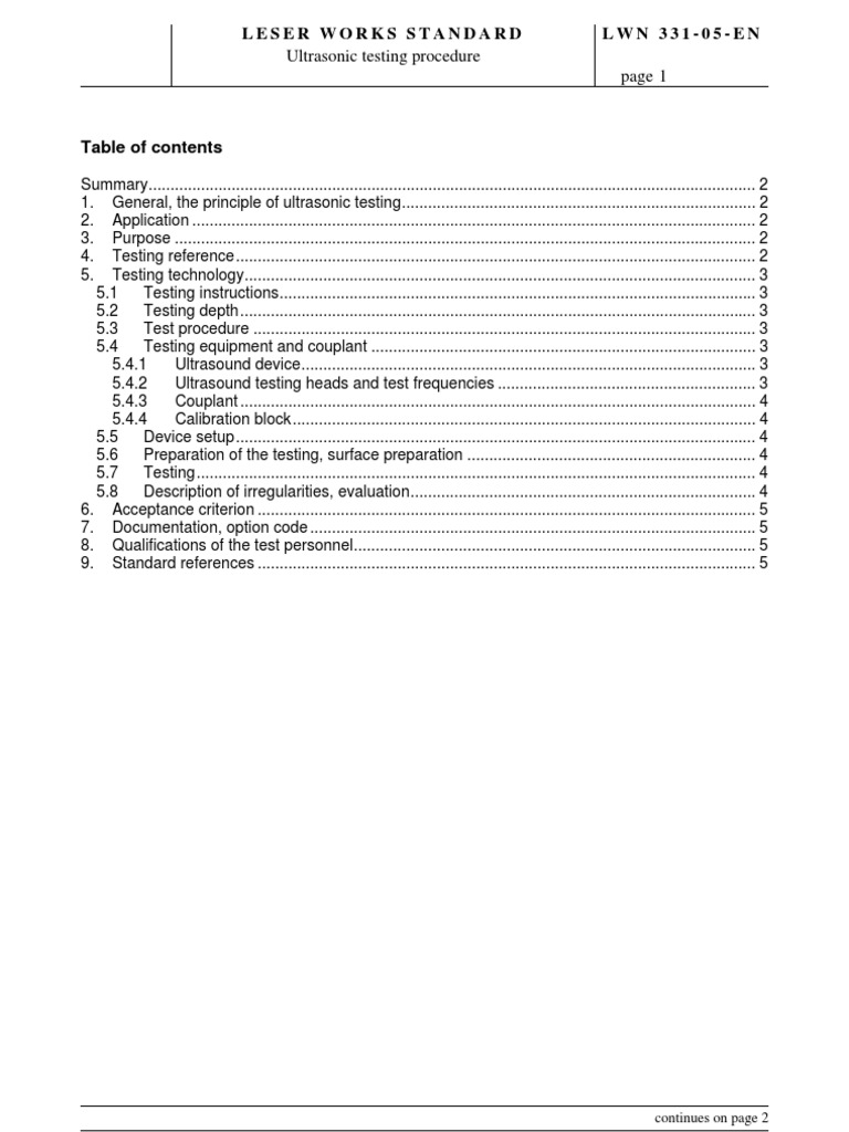 Ultrasonic Testing Procedure Overview | PDF | Nondestructive Testing ...