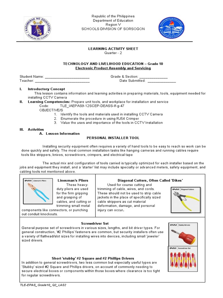 TLEEPAS Grade10 Q2 LAS2 PDF Electrical Connector Wire