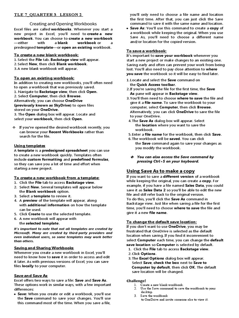 Lesson 2 pdf microsoft excel computer file