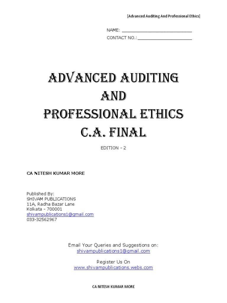 Advanced Auditing and Professional Ethics CA Final (PDFDrive) | PDF ...