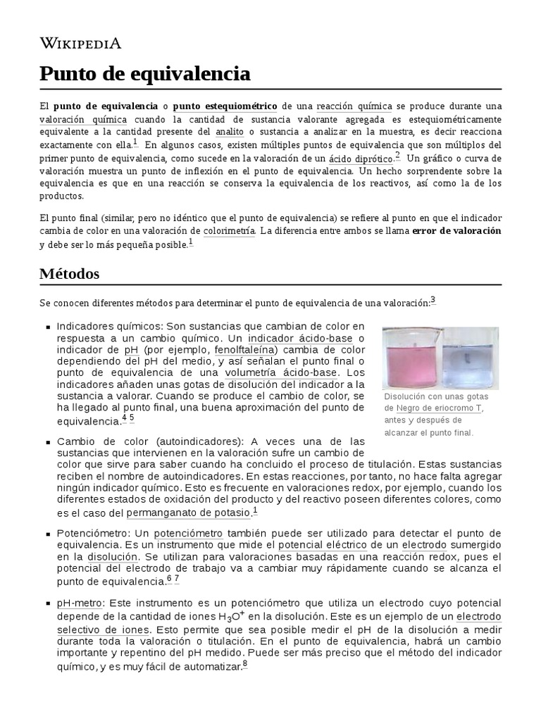 Punto de Equivalencia PDF Valoración Química
