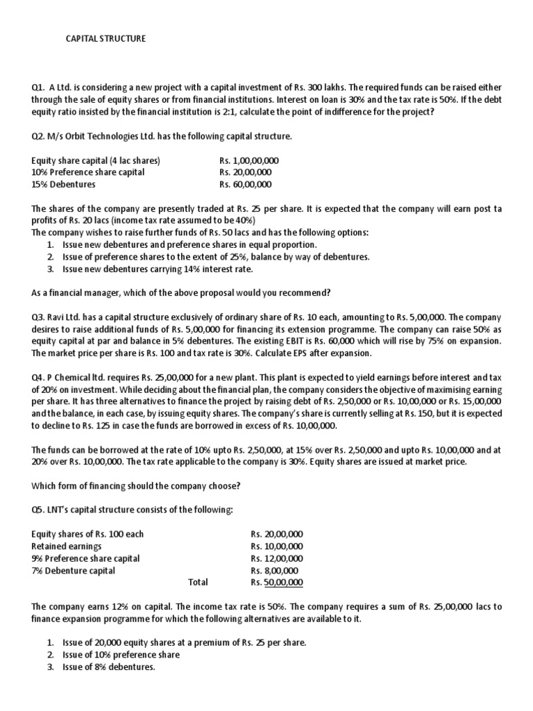 Capital Structure PDF Capital Structure Financial Capital