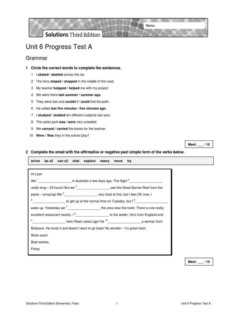 Unit 6 Progress Test A Answers | PDF