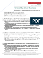 República Velha: exercícios sobre a Primeira República Brasileira