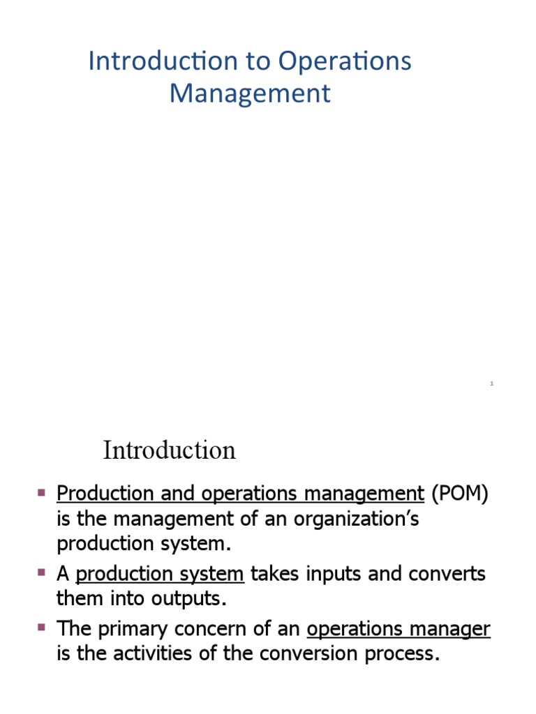 Introduction To Operations Management | PDF | Forecasting | Enterprise ...