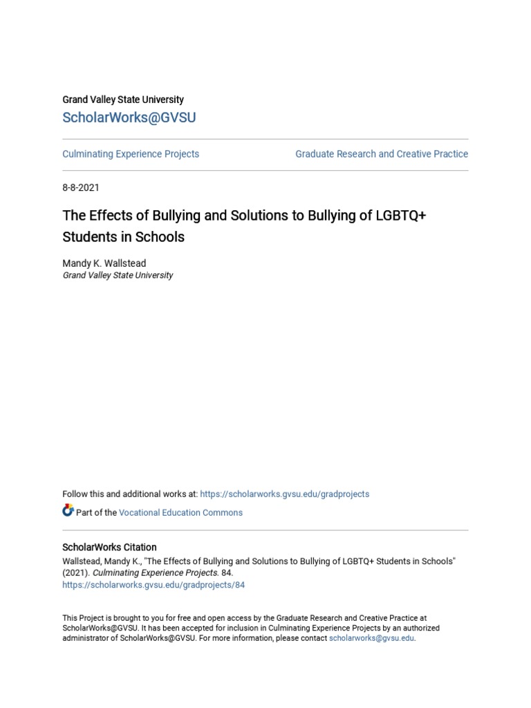 The Effects of Bullying and Solutions To Bullying of LGBTQ+ Stude | PDF ...