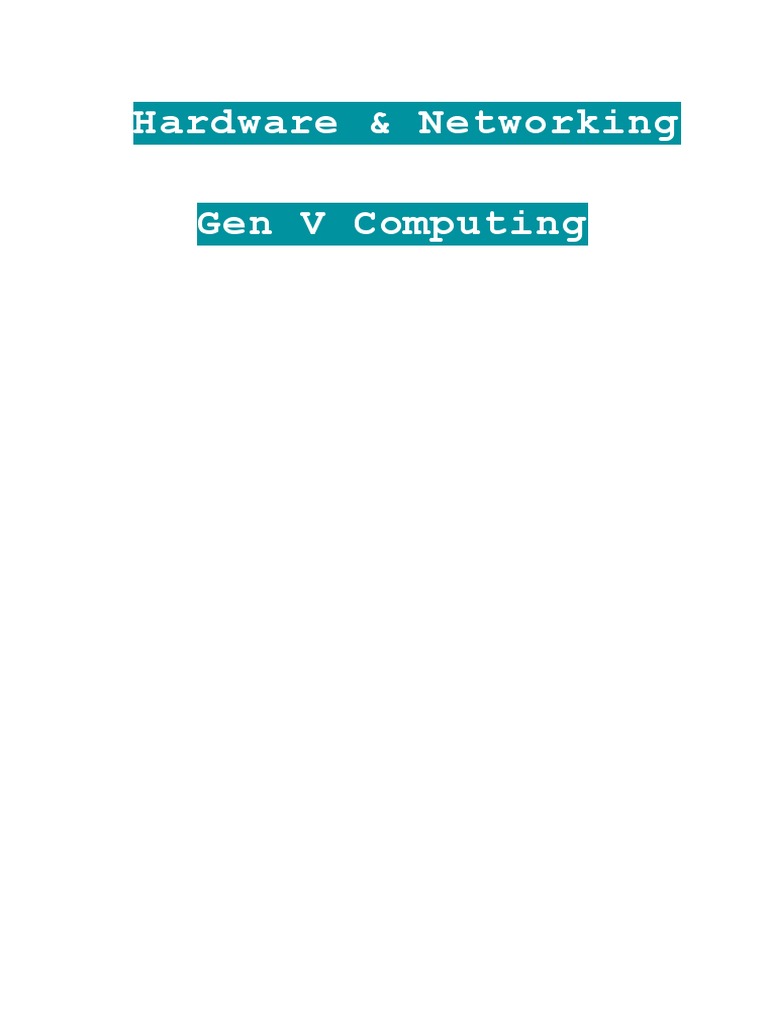 Computer Generation V Hardware & Networking Projects PDF Electrical Network Arduino