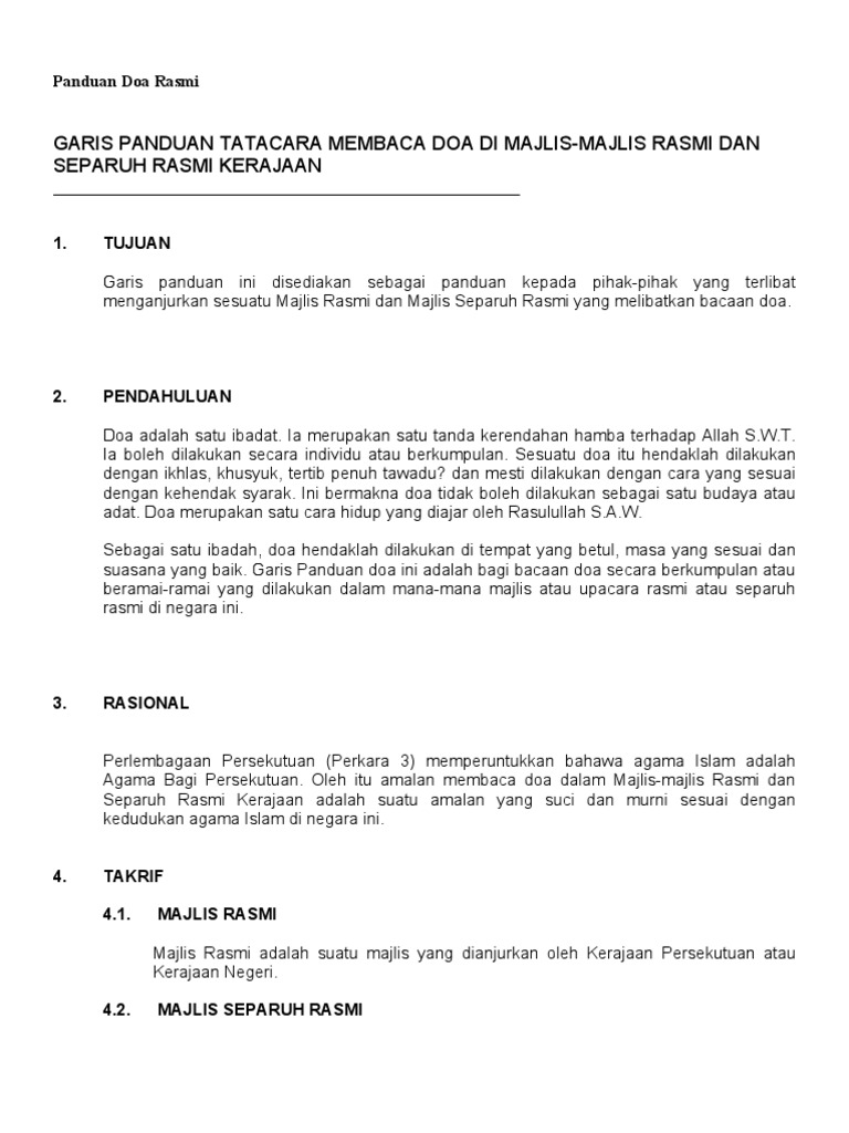 Panduan Doa Rasmi | PDF