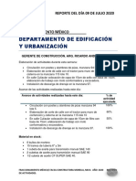 Reporte de Urbanización 09-07-2020