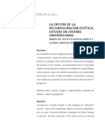 La Opcion de La Reconfiguracion Estetica, Un Estudio en Universitarias Nayarit