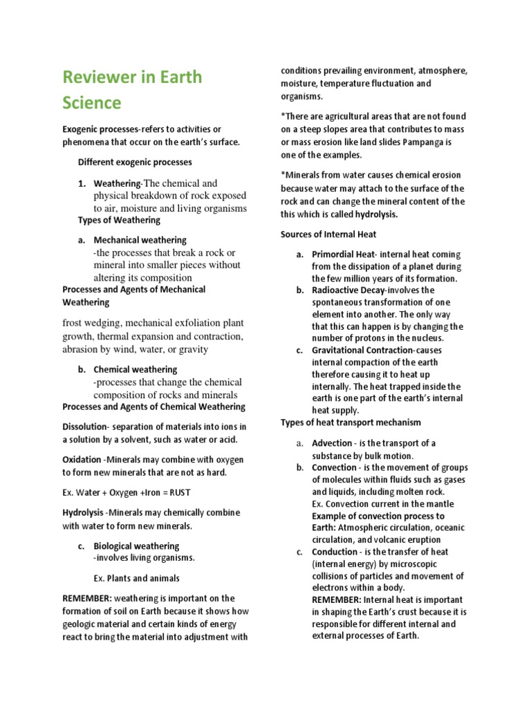 Exogenic and Endogenic Processes in Earth Science | PDF | Magma | Plate ...