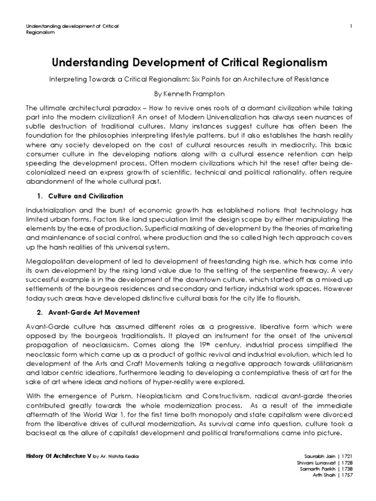 5 Overview of Critical Regionalism PDF