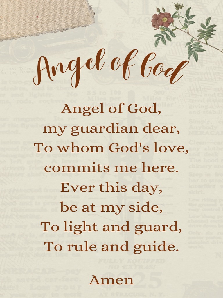 Angel of God | PDF for Angel Of God Prayer Free Printable