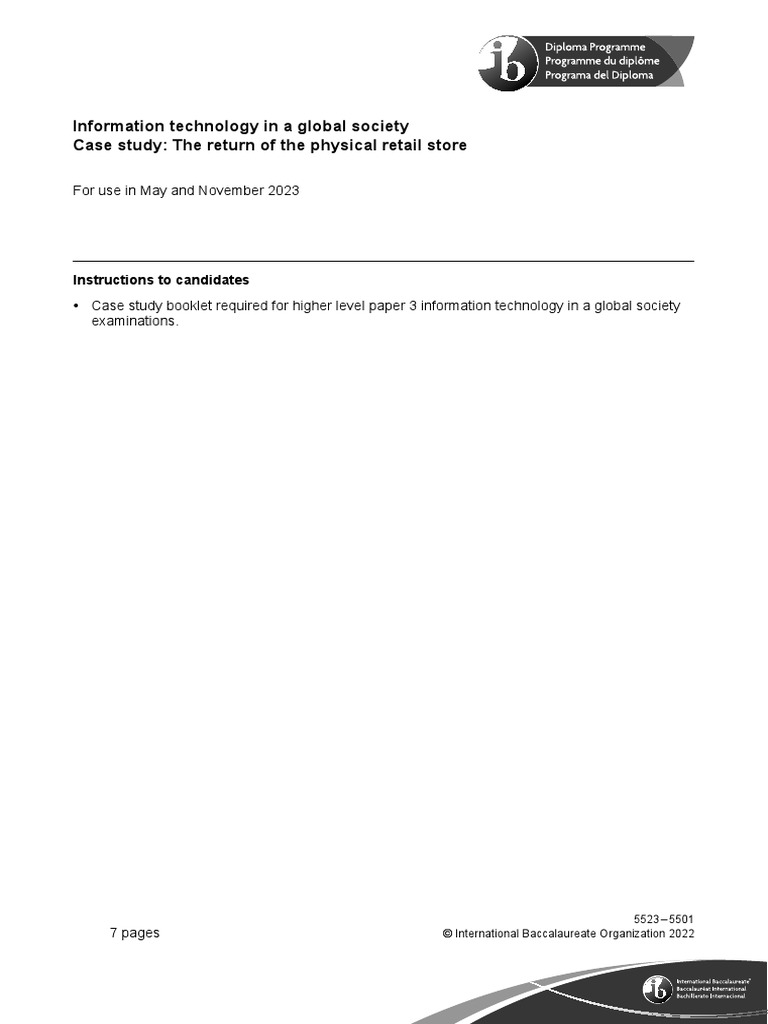 Itgs Case Study May Nov 2023 Pdf Augmented Reality Retail