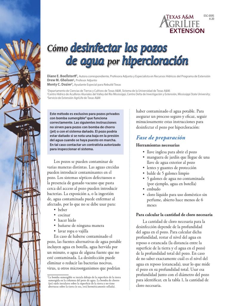 Esc059s How To Disenfect A Water Well Through Shock Chlorination