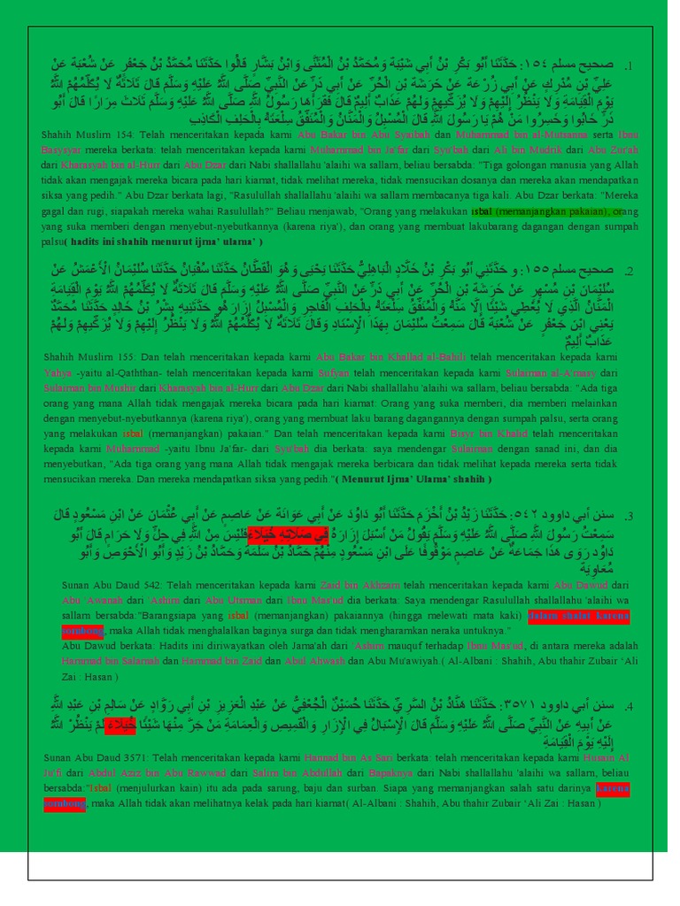 Hadits Tentang Isbal | PDF