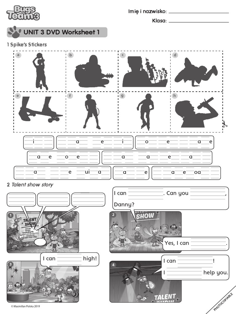 Bugs Team 3 Unit 3 DVD Worksheets | PDF