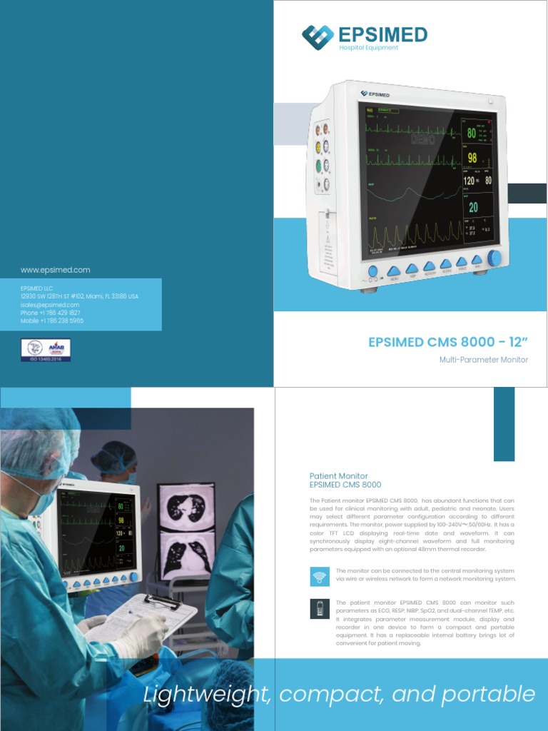 EPSIMED CMS 8000 Multi-Parameter Monitor | PDF | Electrocardiography ...